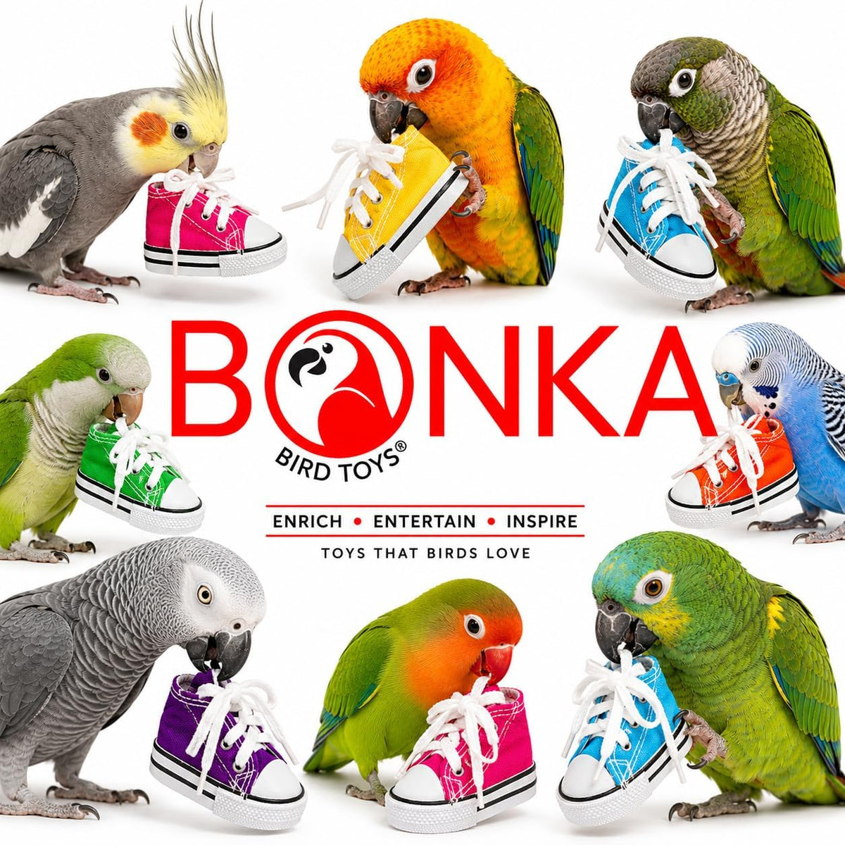Colorful Cotton Mini Sneakers for Parrots and Small Birds | Engaging Foraging and Interactive Play with Treats or Shredding Material