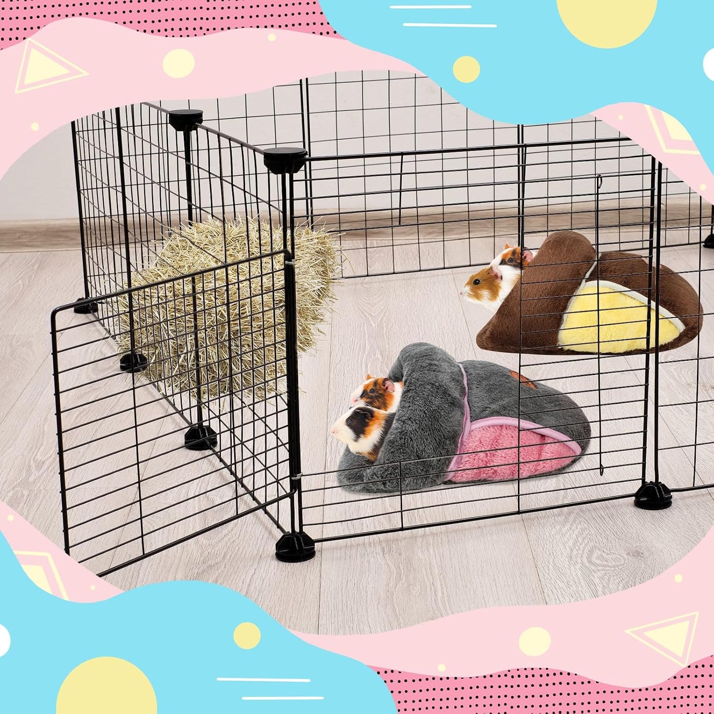 2 Pack Guinea Pig Bed, Slipper Cuddle Sack, Grey & Brown | Guinea Pig House, Portable Guinea Pig Hideout, Soft Coral Fleece Pocket Guinea Bed, Washable Cushion