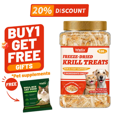 Wellix Dog&Cat Food Topper - Cat Grass Treats for Haiball Treament - Chicken Flavor Freeze Dried Cat Treats - Low Calorie Training Treats for Dogs&Cat 7.5Oz,Back to School