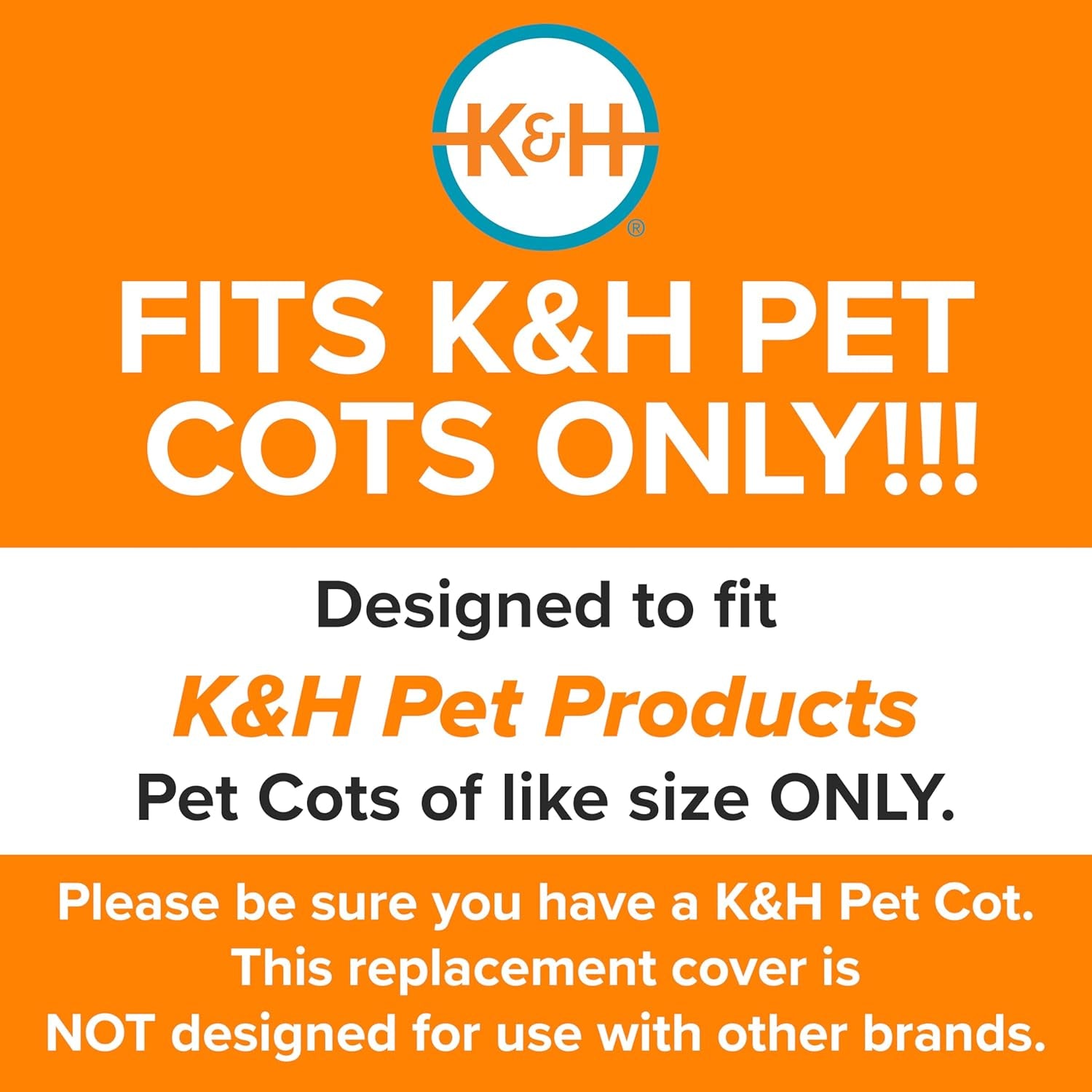 K&H Outdoor Elevated Dog Bed Replacement Cover, Medium 32"x25", Compatible with K&H Medium Pet Cots (Sold Separately), Indoor/Outdoor Use, Breathable Mesh Center, Machine Washable, Gray