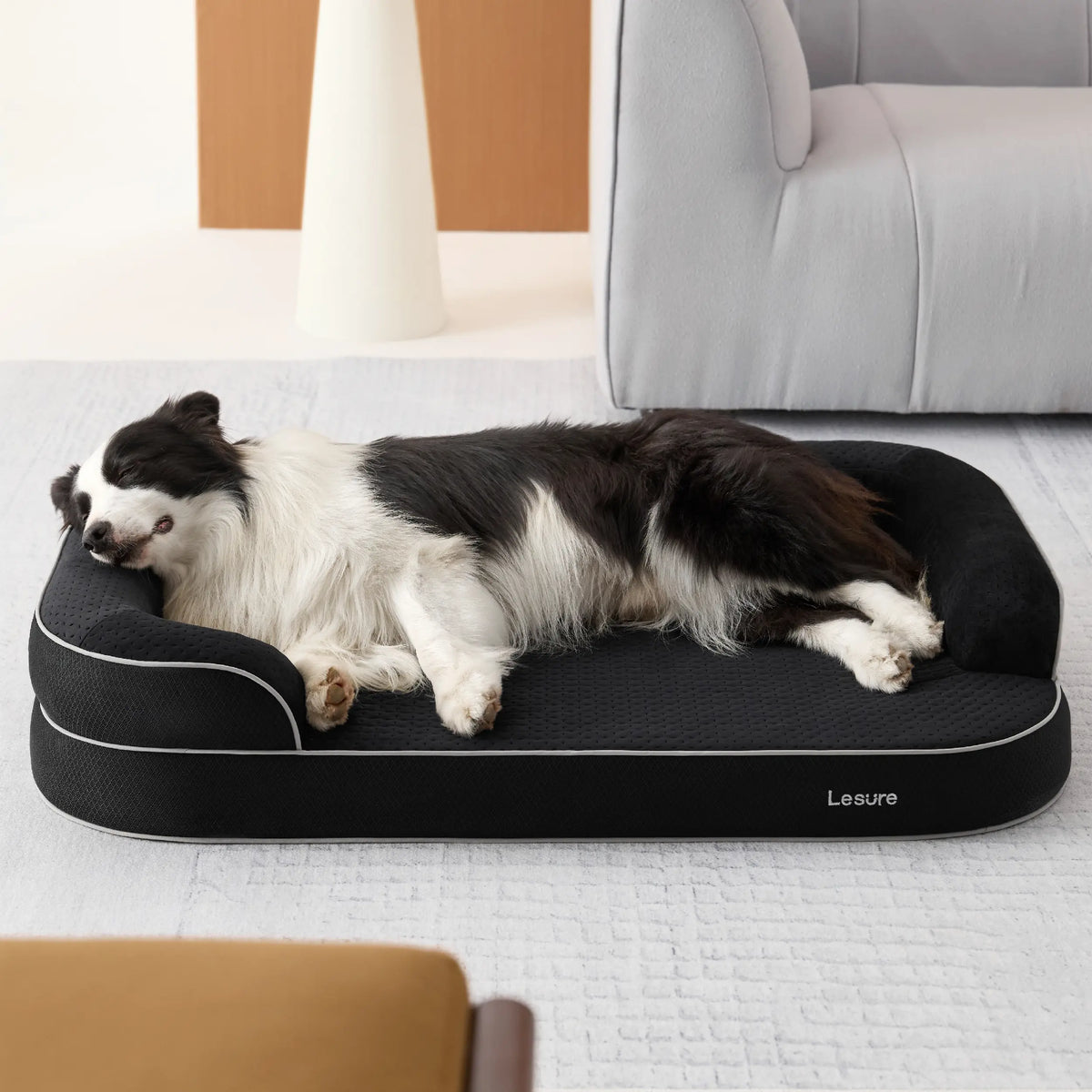 Lesure Realortho Orthopedic Dog Bed for Large and Senior Dogs - Premium Memory Foam with Waterproof Washable Cover for Joint Support and Comfort