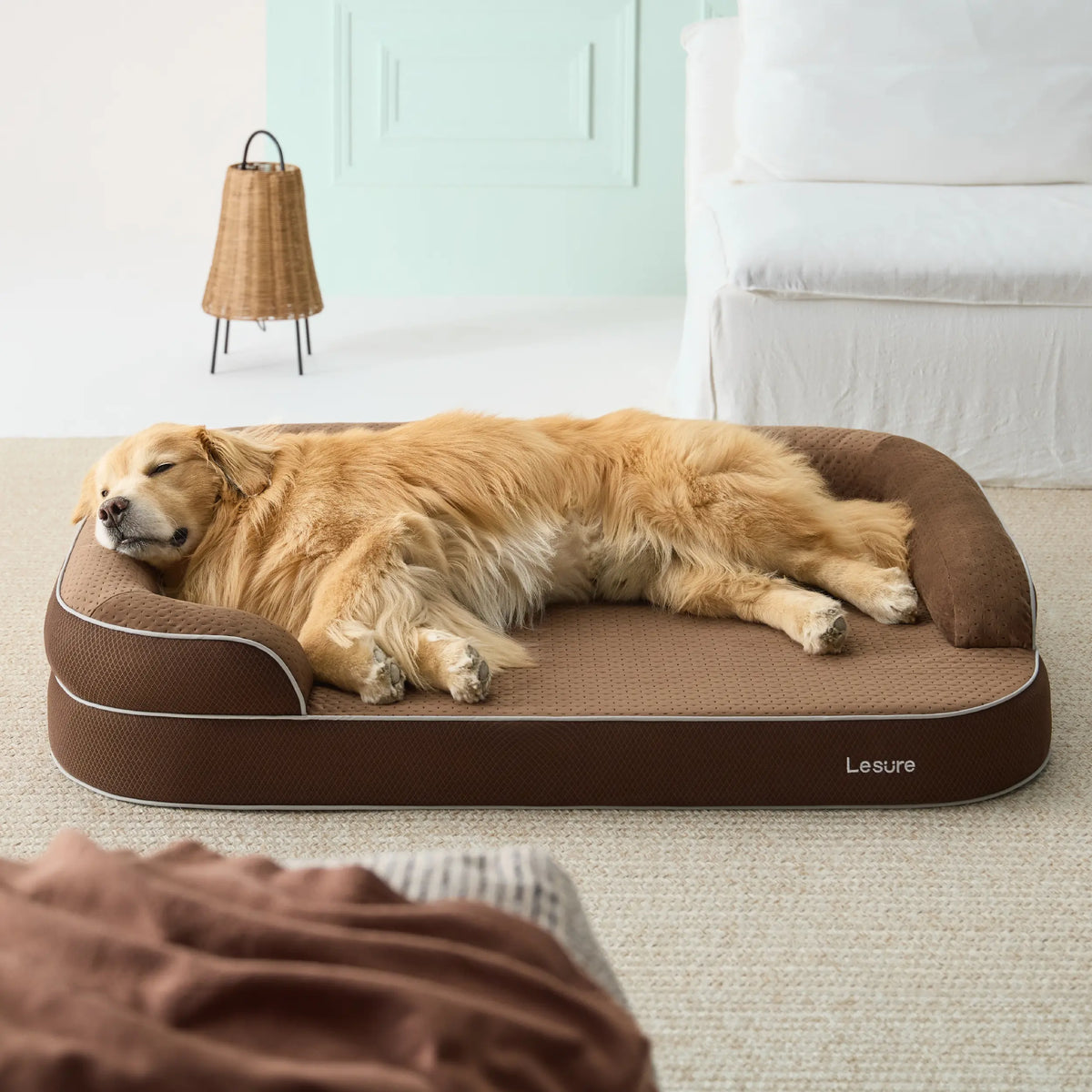 Lesure Realortho Orthopedic Dog Bed for Large and Senior Dogs - Premium Memory Foam with Waterproof Washable Cover for Joint Support and Comfort
