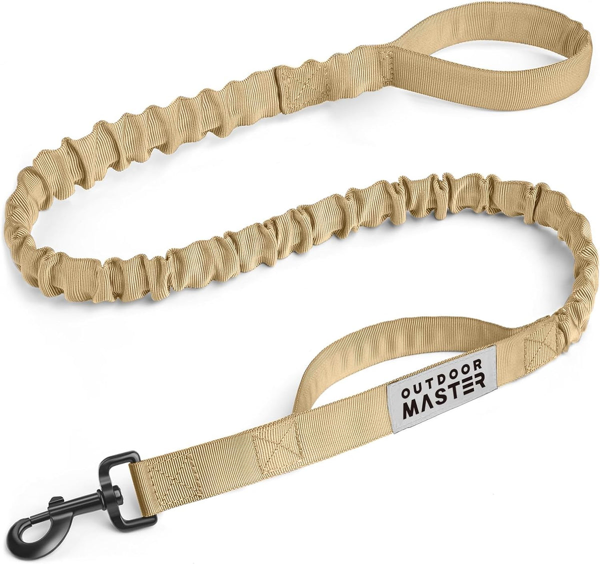 Heavy-Duty Bungee Dog Leash with Shock Absorption, Dual Padded Handles for Enhanced Training and Safety, 4 FT Khaki