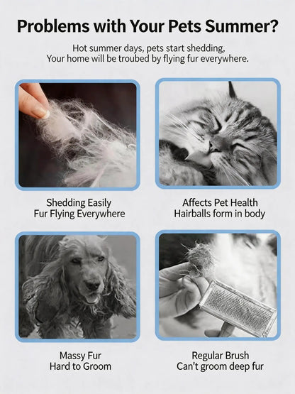 Premium Pet Deshedding Brush and Undercoat Rake for Long-Haired Dogs and Cats, Efficient Dematting and Fur Grooming Tool