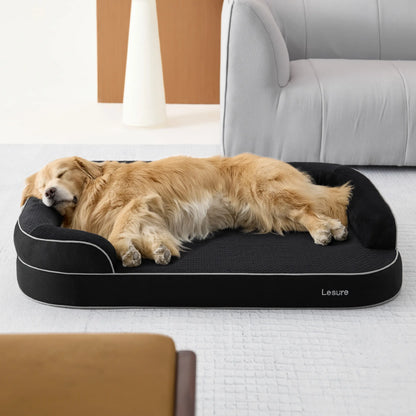 Lesure Realortho Orthopedic Dog Bed for Large and Senior Dogs - Premium Memory Foam with Waterproof Washable Cover for Joint Support and Comfort