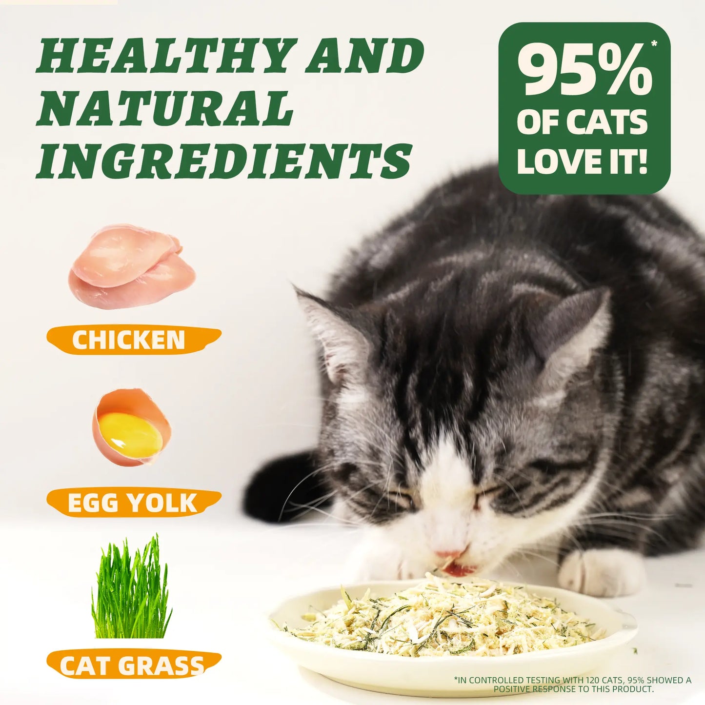 Wellix Dog&Cat Food Topper - Cat Grass Treats for Haiball Treament - Chicken Flavor Freeze Dried Cat Treats - Low Calorie Training Treats for Dogs&Cat 7.5Oz,Back to School