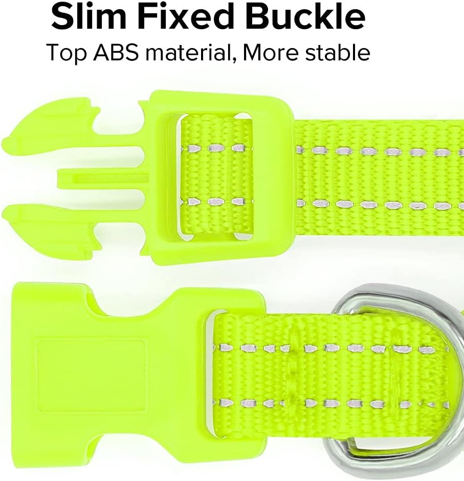 Adjustable Rechargeable LED Collar for Small Dogs and Cats - Lightweight Reflective Nylon, 8.5-11.8 Inches, Green, with Two Flash Modes for Enhanced Night Safety