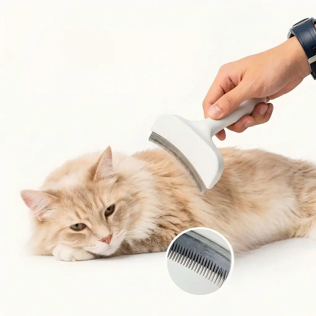 Premium Pet Deshedding Brush and Undercoat Rake for Long-Haired Dogs and Cats, Efficient Dematting and Fur Grooming Tool