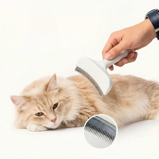 Premium Pet Deshedding Brush and Undercoat Rake for Long-Haired Dogs and Cats, Efficient Dematting and Fur Grooming Tool