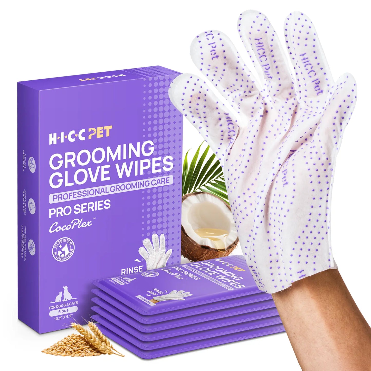 【Summer Sale】Hicc PET Disposable Dog Grooming Wipes (20Pcs) - Natural, Hypoallergenic, No-Rinse Mess-Free Grooming Wipes with Fermented Oils for Hair Removal, Sticky Hair Control, Deodorizing, Skin Moisture, Paw Care, Outdoor Use