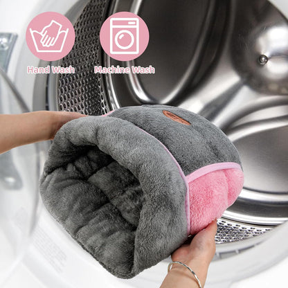 2 Pack Guinea Pig Bed, Slipper Cuddle Sack, Grey & Brown | Guinea Pig House, Portable Guinea Pig Hideout, Soft Coral Fleece Pocket Guinea Bed, Washable Cushion