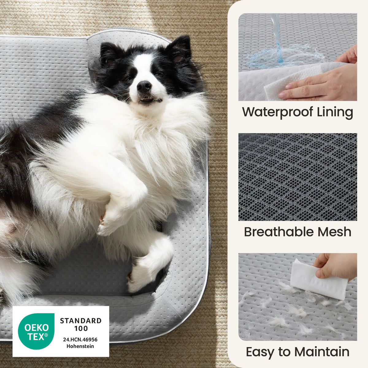 Lesure Realortho Orthopedic Dog Bed for Large and Senior Dogs - Premium Memory Foam with Waterproof Washable Cover for Joint Support and Comfort