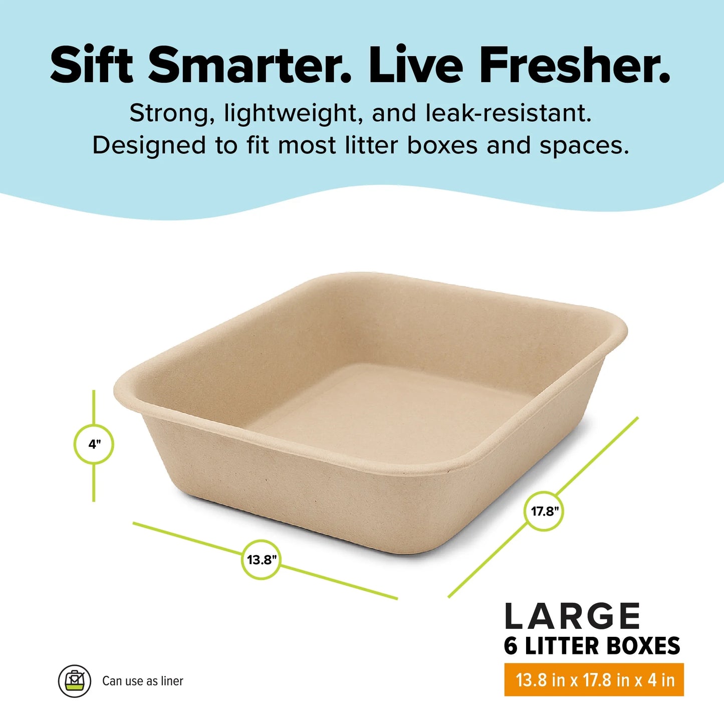 Eco-Friendly Large Cat Sifter Litter Box with Scoop - Set of 6
