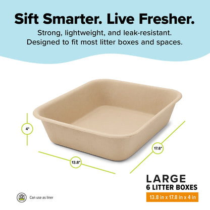 Eco-Friendly Large Cat Sifter Litter Box with Scoop - Set of 6