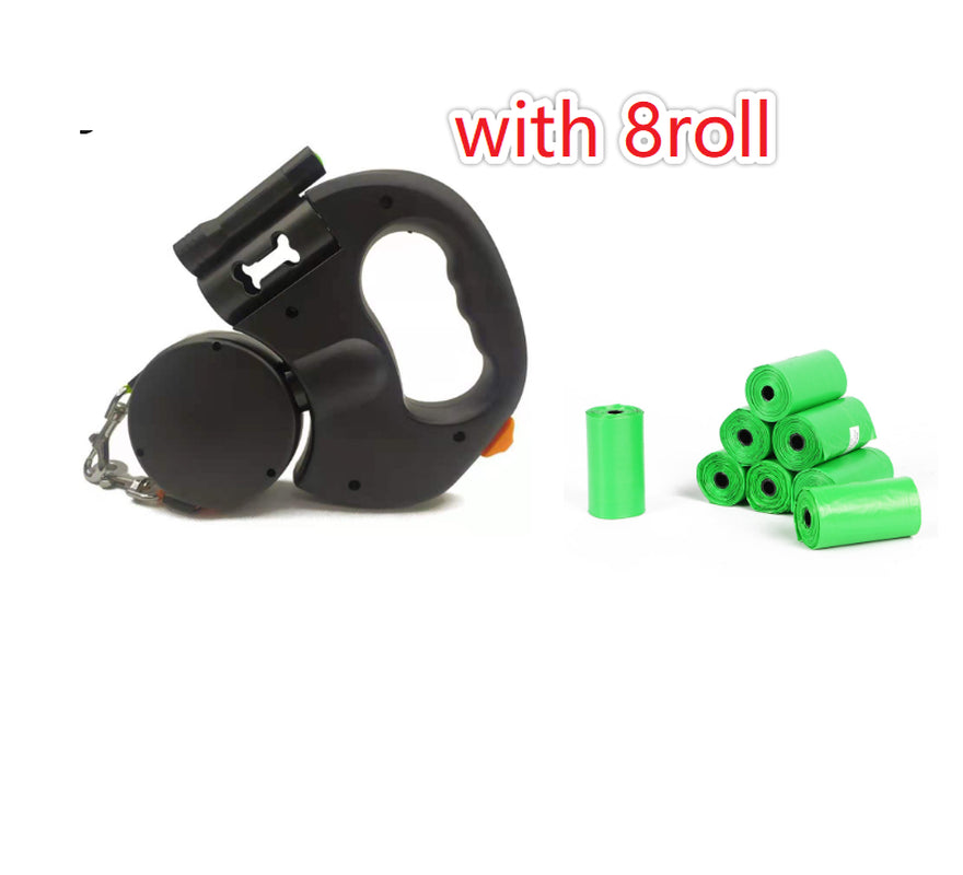 Retractable Dual Pet Leash for Small Dogs with Reflective Features and 360-Degree Swivel, Includes Lights