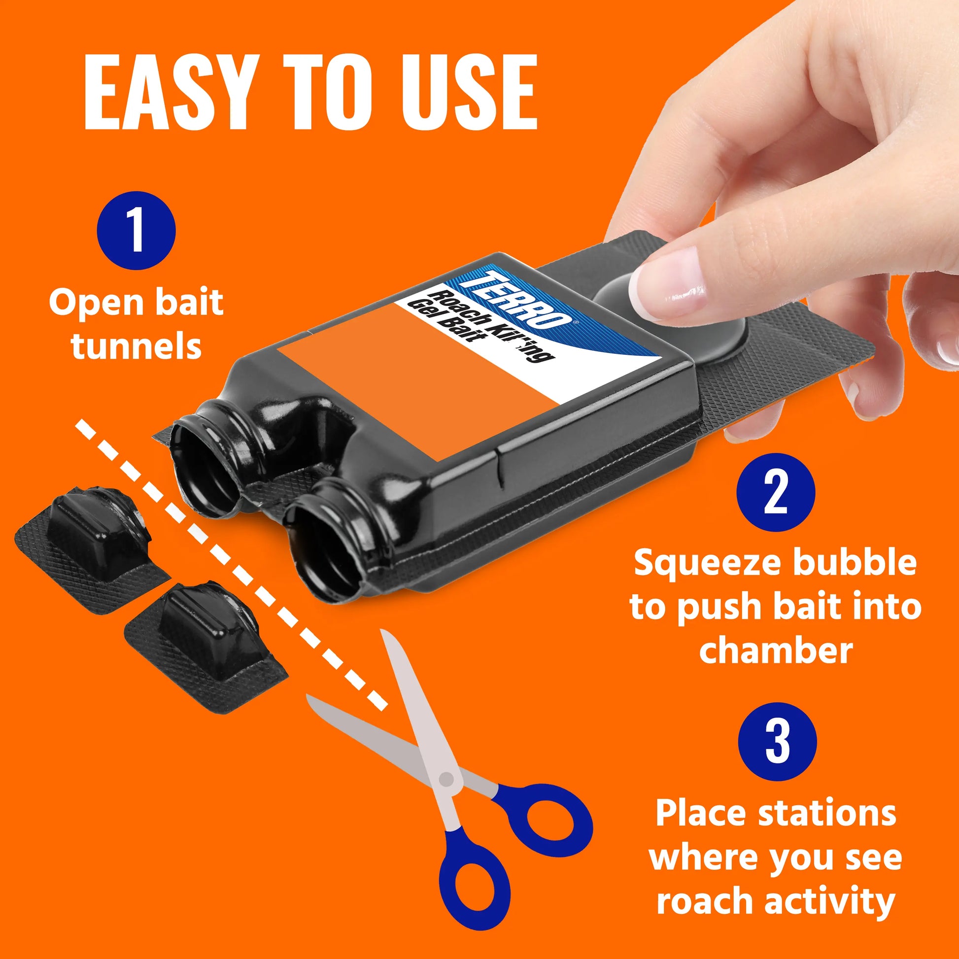 TERRO T506 No-Mess Roach Killer Gel Bait Stations, 6 Ready-To-Use Roach Baits, Powerful Cockroach Killer for German, American & Oriental Roaches, Long-Lasting Indoor & Outdoor Roach Control