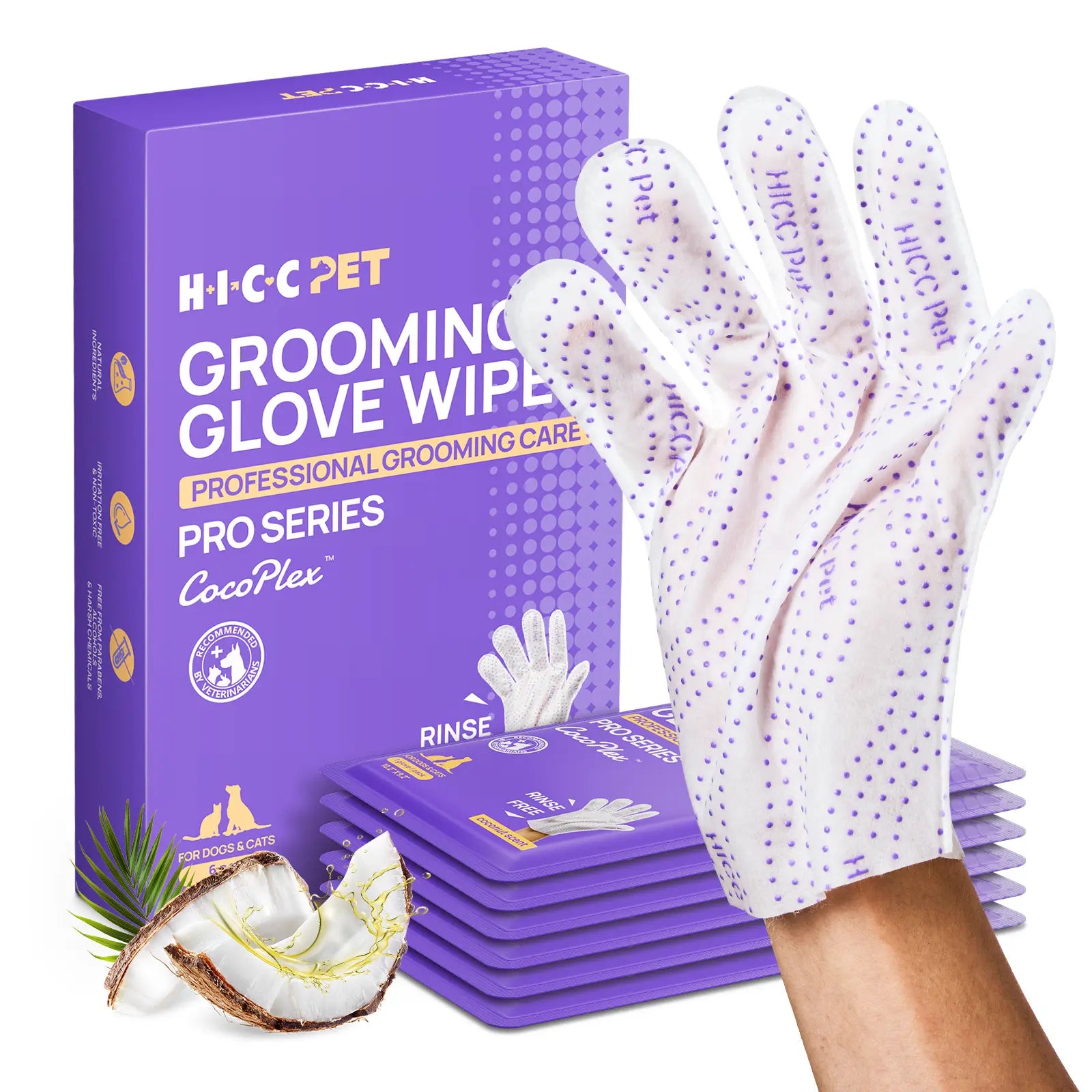 【Summer Sale】Hicc PET Disposable Dog Grooming Wipes (20Pcs) - Natural, Hypoallergenic, No-Rinse Mess-Free Grooming Wipes with Fermented Oils for Hair Removal, Sticky Hair Control, Deodorizing, Skin Moisture, Paw Care, Outdoor Use