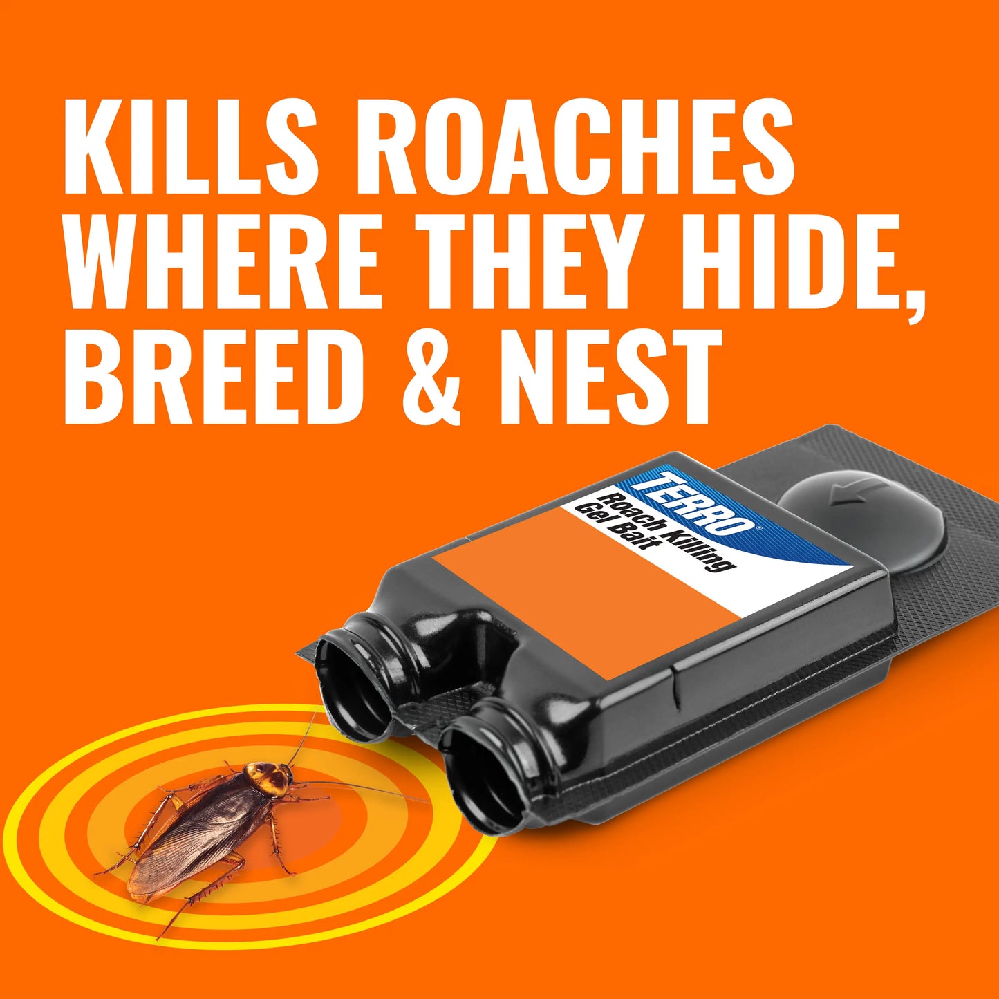TERRO T506 No-Mess Roach Killer Gel Bait Stations, 6 Ready-To-Use Roach Baits, Powerful Cockroach Killer for German, American & Oriental Roaches, Long-Lasting Indoor & Outdoor Roach Control