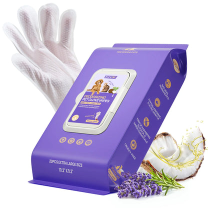 【Summer Sale】Hicc PET Disposable Dog Grooming Wipes (20Pcs) - Natural, Hypoallergenic, No-Rinse Mess-Free Grooming Wipes with Fermented Oils for Hair Removal, Sticky Hair Control, Deodorizing, Skin Moisture, Paw Care, Outdoor Use
