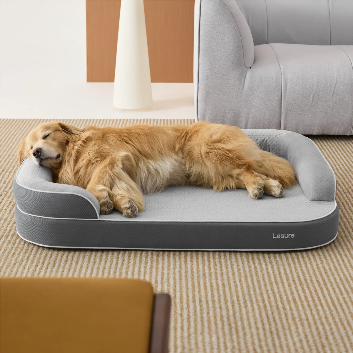 Lesure Realortho Orthopedic Dog Bed for Large and Senior Dogs - Premium Memory Foam with Waterproof Washable Cover for Joint Support and Comfort
