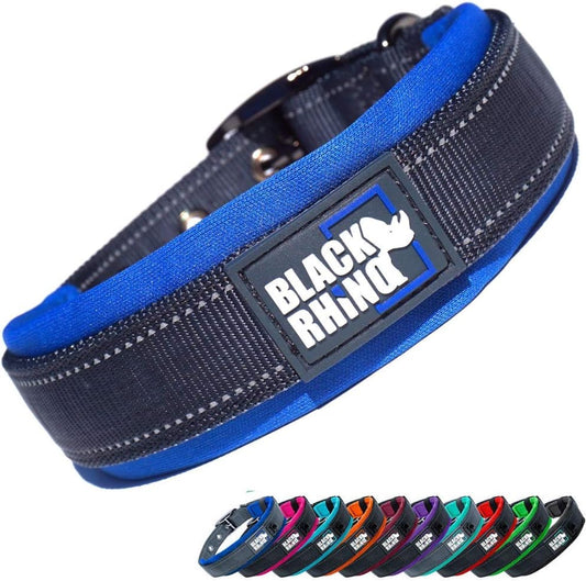 Adjustable Reflective Heavy-Duty Dog Collar for Medium Dogs with Ultra-Soft Neoprene Padding - Weatherproof and Durable - Perfect for Active Dogs - Blue and Gray