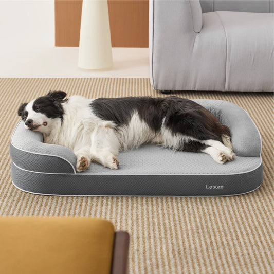 Lesure Realortho Orthopedic Dog Bed for Large and Senior Dogs - Premium Memory Foam with Waterproof Washable Cover for Joint Support and Comfort