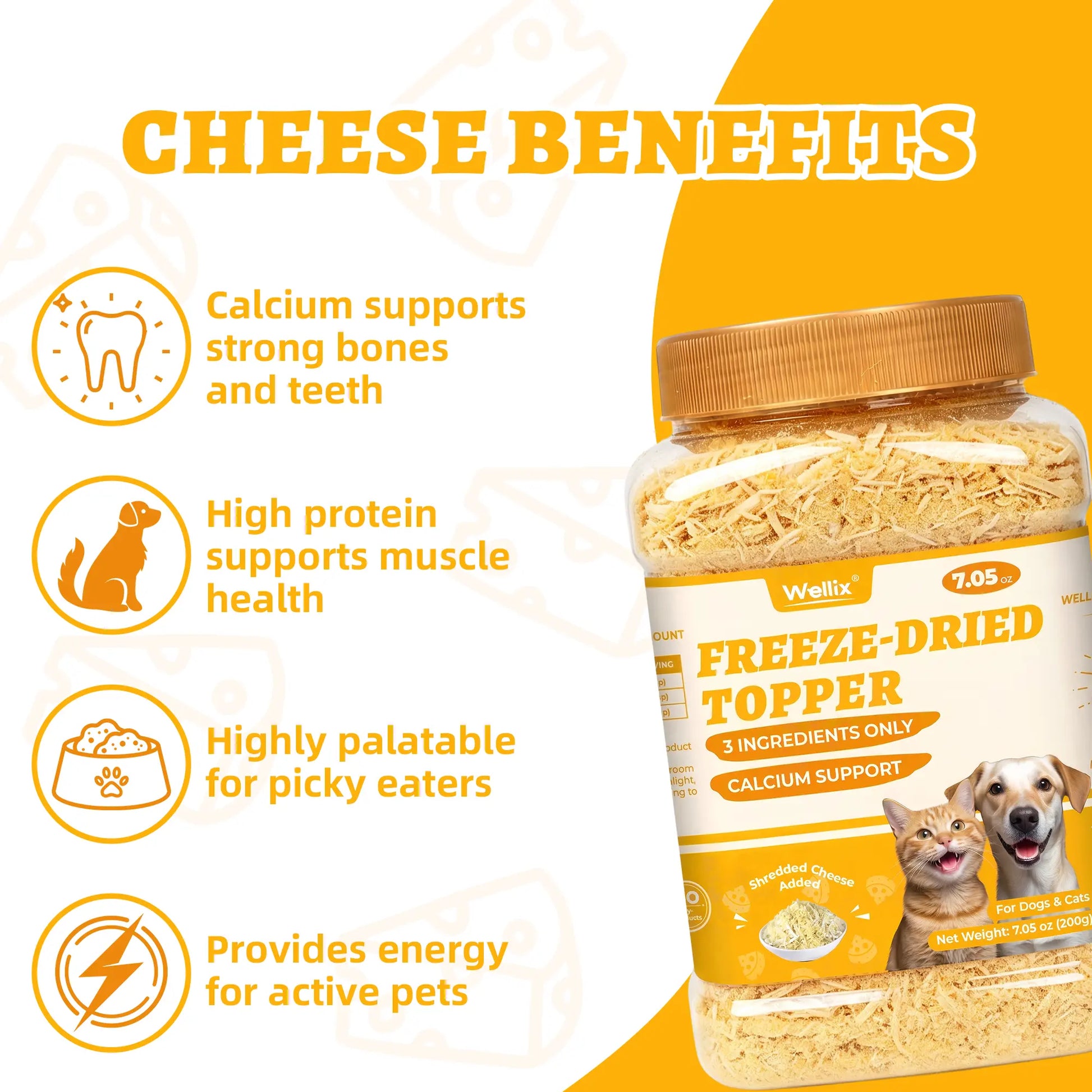 Wellix Dog&Cat Food Topper - Cat Grass Treats for Haiball Treament - Chicken Flavor Freeze Dried Cat Treats - Low Calorie Training Treats for Dogs&Cat 7.5Oz,Back to School