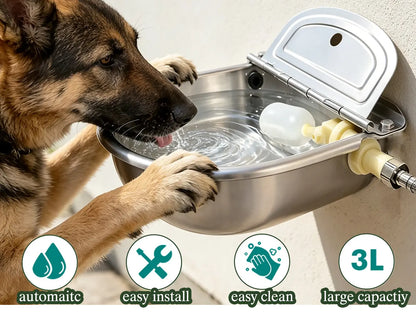 Stainless Steel Automatic Dog Waterer with Float Valve - Self-Filling No-Spill Pet Water Fountain for Outdoor Dogs and Livestock