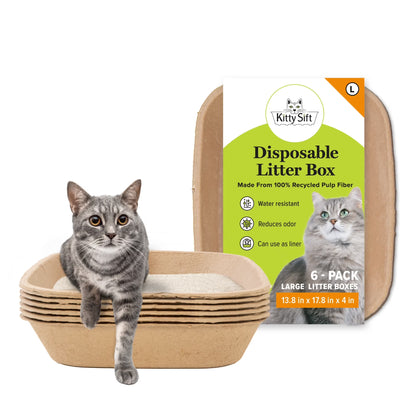 Eco-Friendly Large Cat Sifter Litter Box with Scoop - Set of 6