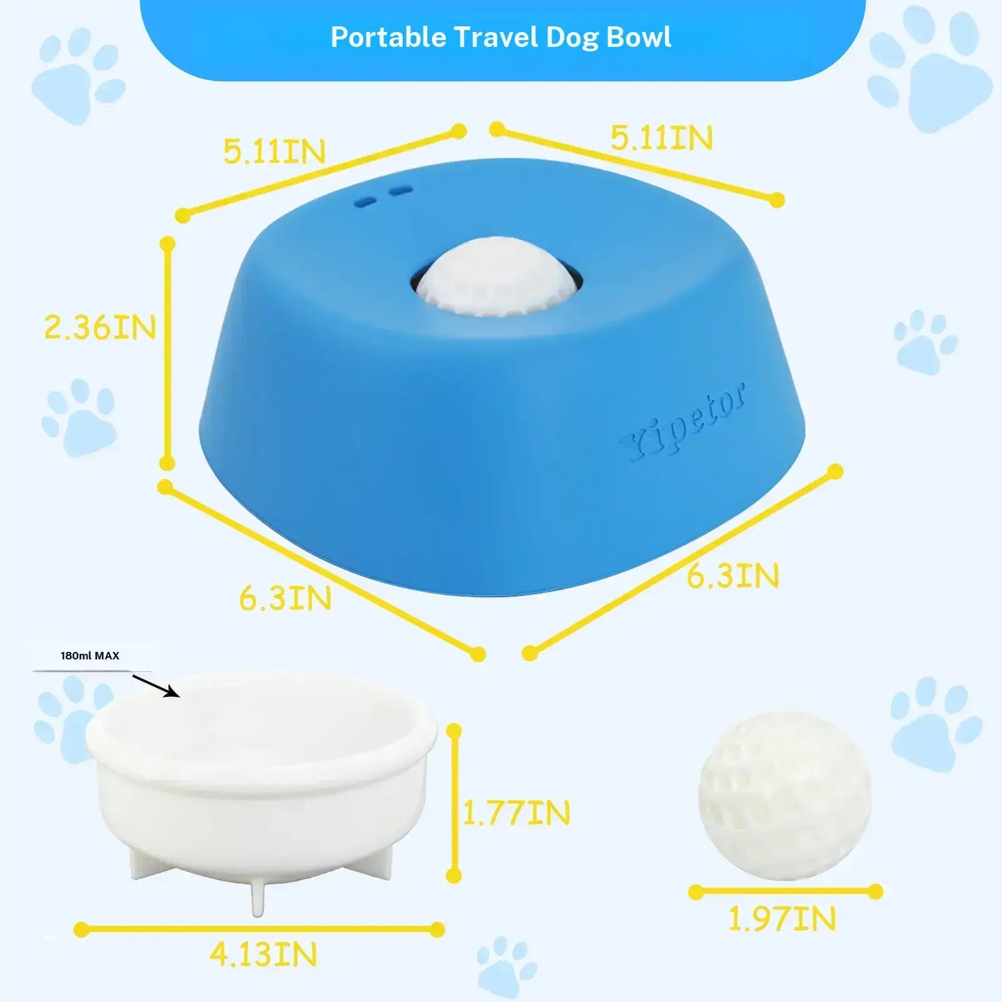 Yipetor Slow Feeder Dog Bowls for Liquid Treat, Free Gift, Buy 2 Get 1 [Built in Rolling Ball] No Spill Bone Broth Dog Licking Bowl, Multi Purpose Puppy Yogurt Feeder Bowl for All Breeds Dietary Supplement/Post Op Nutrition Feeding,Back to School