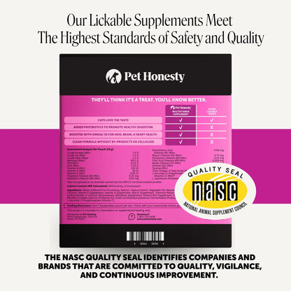 Pet Honesty Squeezables Lickable Multivitamin Supplements for Cats, 40 Pouches