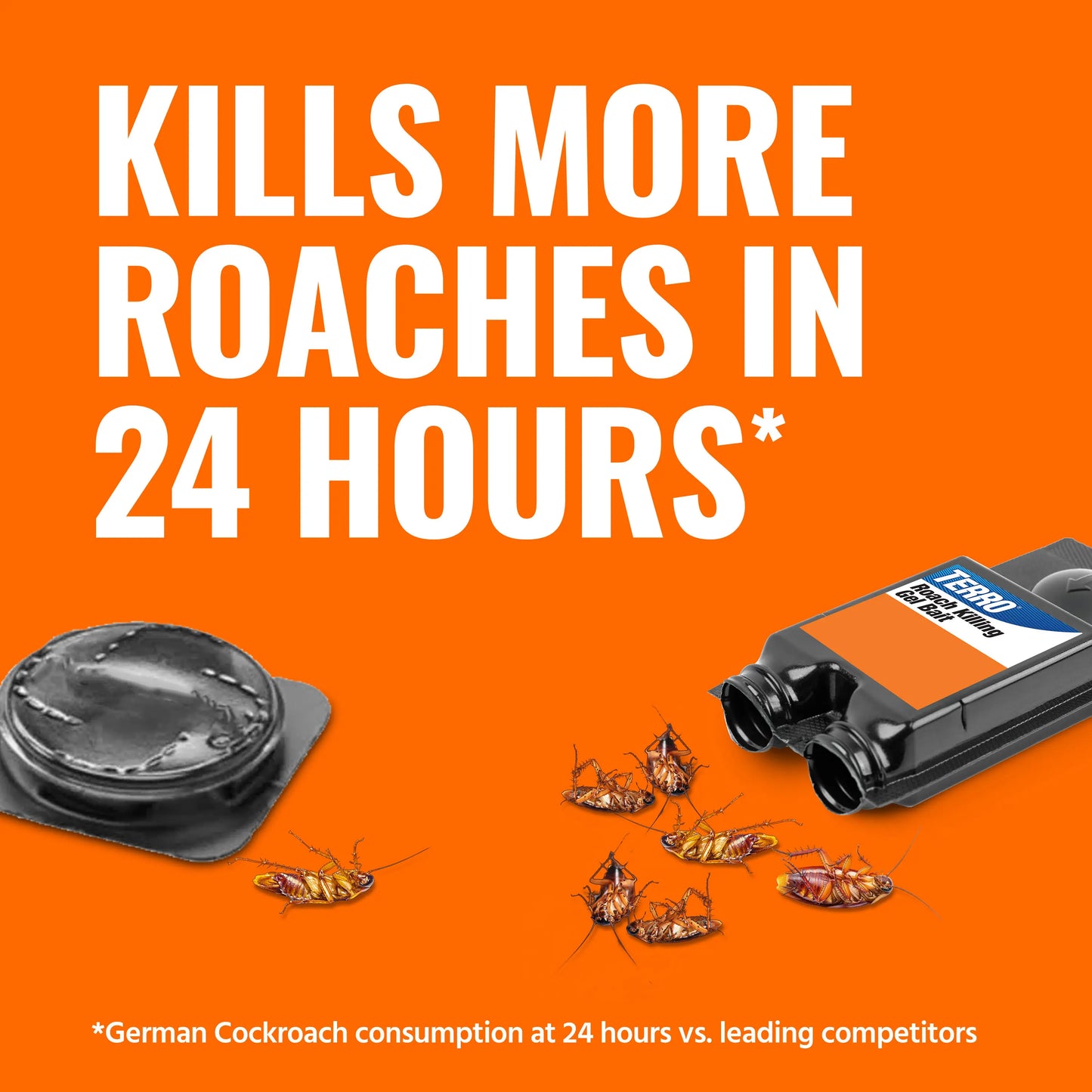 TERRO T506 No-Mess Roach Killer Gel Bait Stations, 6 Ready-To-Use Roach Baits, Powerful Cockroach Killer for German, American & Oriental Roaches, Long-Lasting Indoor & Outdoor Roach Control