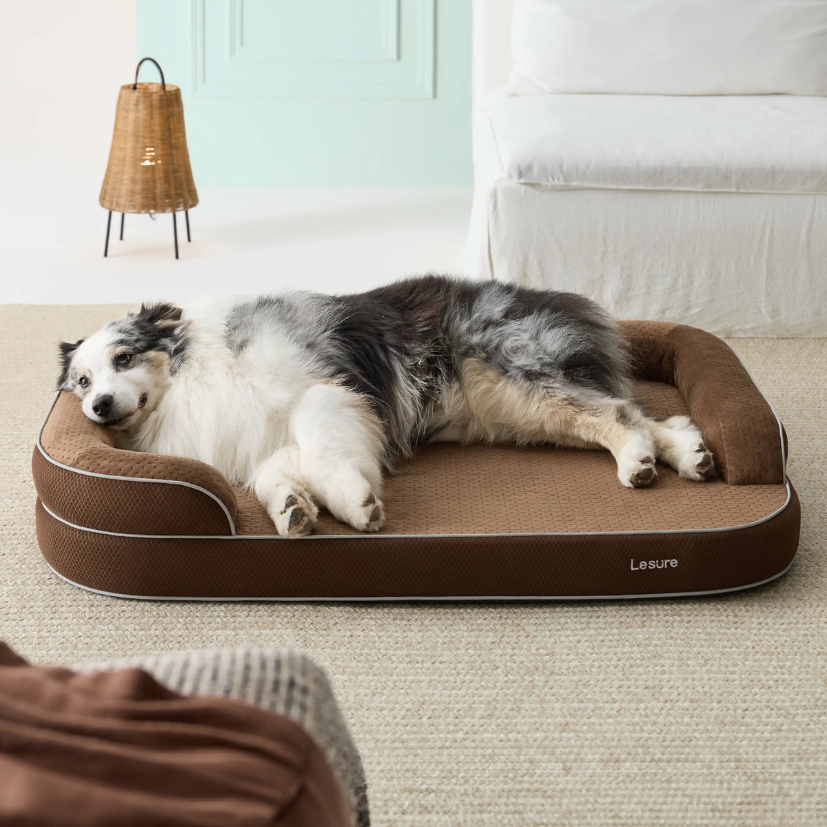 Lesure Realortho Orthopedic Dog Bed for Large and Senior Dogs - Premium Memory Foam with Waterproof Washable Cover for Joint Support and Comfort