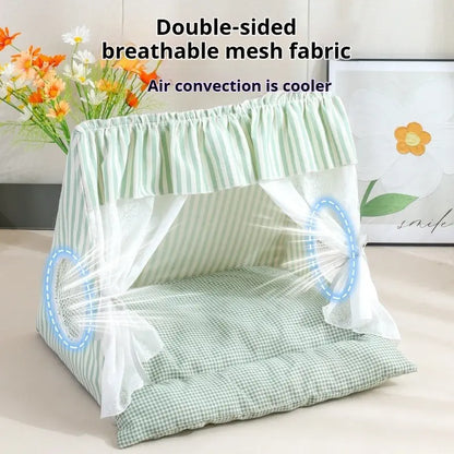 Plush Semi-Enclosed Cat and Dog Tent Bed - Washable Cozy Pet House for All Seasons