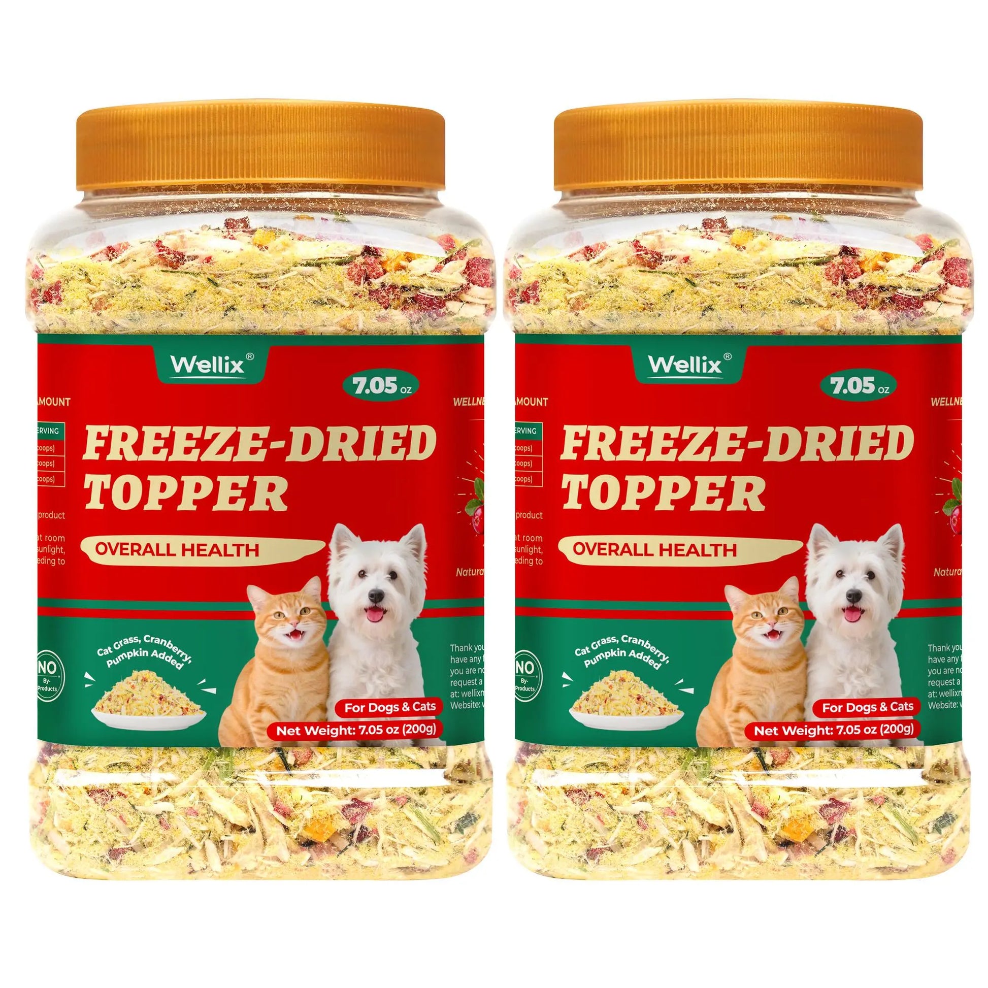 Wellix Dog&Cat Food Topper - Cat Grass Treats for Haiball Treament - Chicken Flavor Freeze Dried Cat Treats - Low Calorie Training Treats for Dogs&Cat 7.5Oz,Back to School