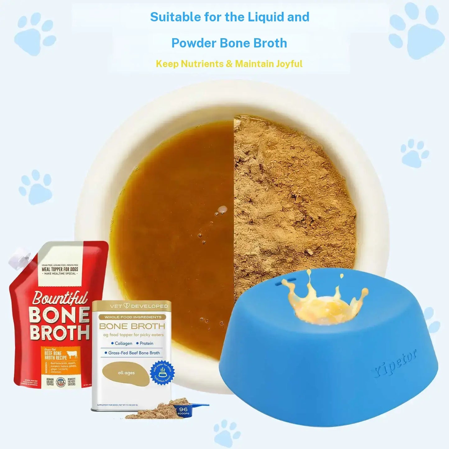Yipetor Slow Feeder Dog Bowls for Liquid Treat, Free Gift, Buy 2 Get 1 [Built in Rolling Ball] No Spill Bone Broth Dog Licking Bowl, Multi Purpose Puppy Yogurt Feeder Bowl for All Breeds Dietary Supplement/Post Op Nutrition Feeding,Back to School