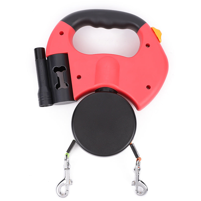 Retractable Dual Pet Leash for Small Dogs with Reflective Features and 360-Degree Swivel, Includes Lights