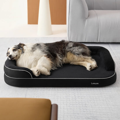 Lesure Realortho Orthopedic Dog Bed for Large and Senior Dogs - Premium Memory Foam with Waterproof Washable Cover for Joint Support and Comfort