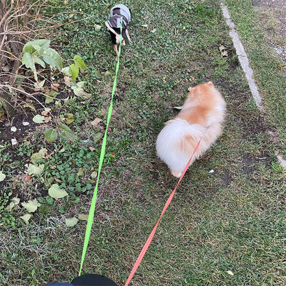 Retractable Dual Pet Leash for Small Dogs with Reflective Features and 360-Degree Swivel, Includes Lights