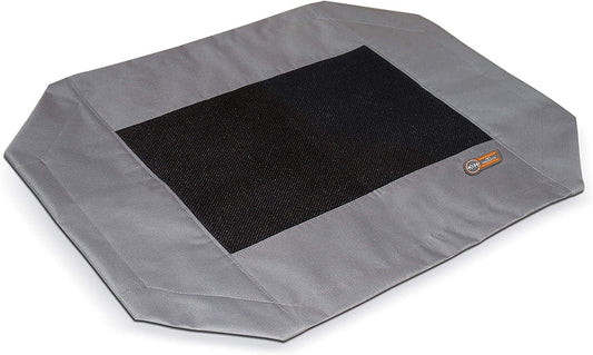 K&H Outdoor Elevated Dog Bed Replacement Cover, Medium 32"x25", Compatible with K&H Medium Pet Cots (Sold Separately), Indoor/Outdoor Use, Breathable Mesh Center, Machine Washable, Gray