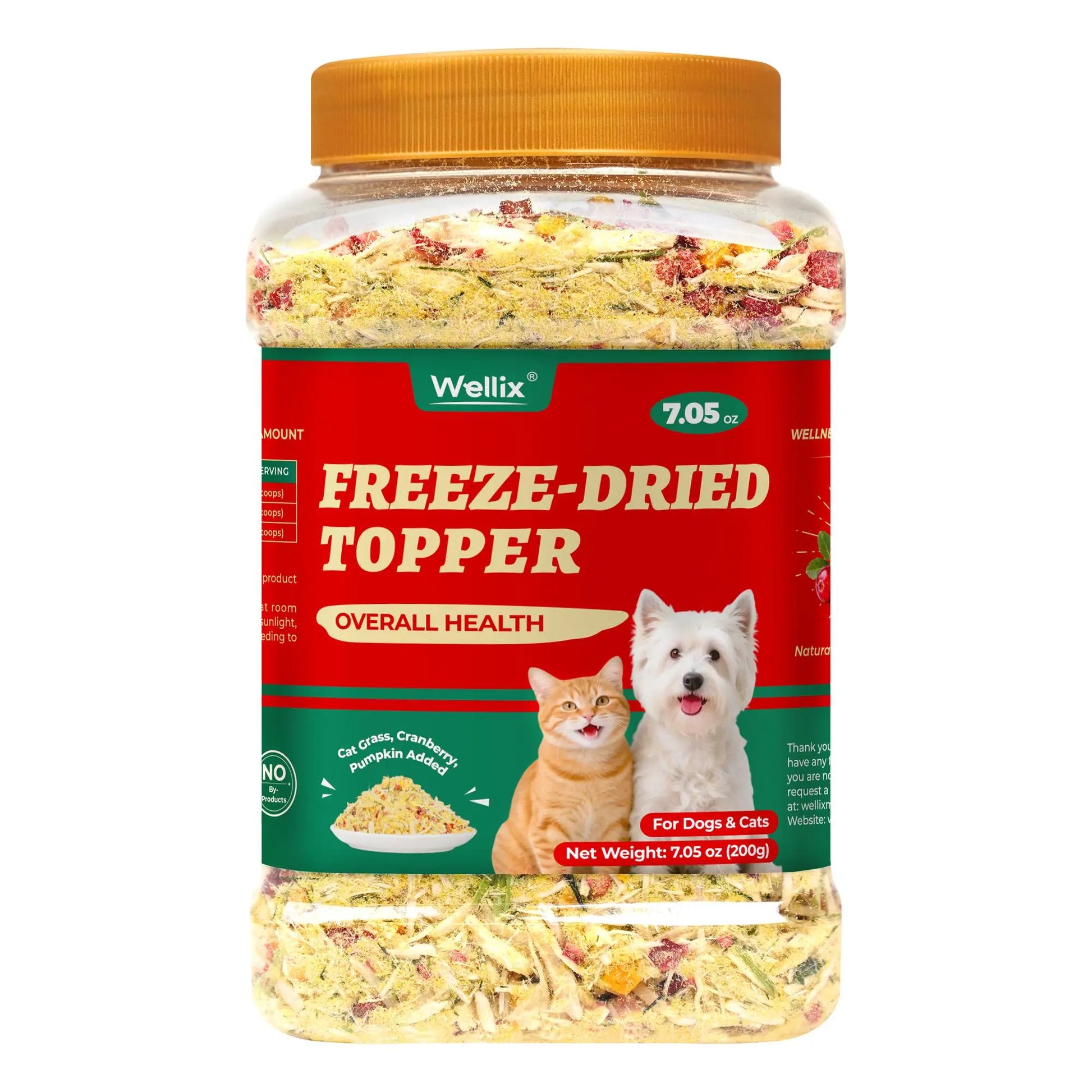 Wellix Dog&Cat Food Topper - Cat Grass Treats for Haiball Treament - Chicken Flavor Freeze Dried Cat Treats - Low Calorie Training Treats for Dogs&Cat 7.5Oz,Back to School