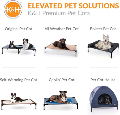 K&H Outdoor Elevated Dog Bed Replacement Cover, Medium 32"x25", Compatible with K&H Medium Pet Cots (Sold Separately), Indoor/Outdoor Use, Breathable Mesh Center, Machine Washable, Gray